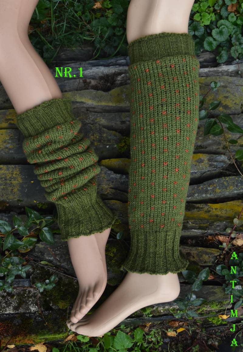 Gestrickte Beinstulpen, Beinstulpen Grün, Leg Warmers, Beinstulpen Wolle, Warme Grün, Beinstulpen Schafwolle, Beinstulpen von Antimja