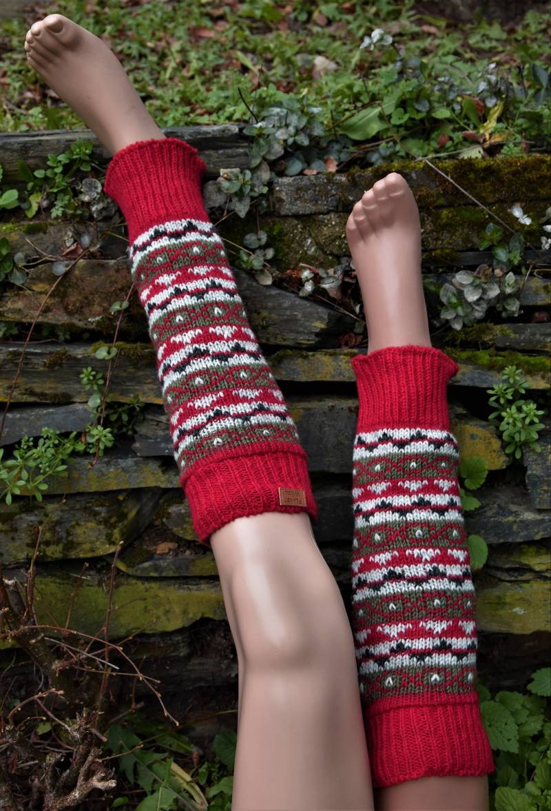 Gestrickte Beinstulpen Gefüttert Winter Wollstulpen Leg Warmers Beinlinge Boot Toppers Hippie von Antimja