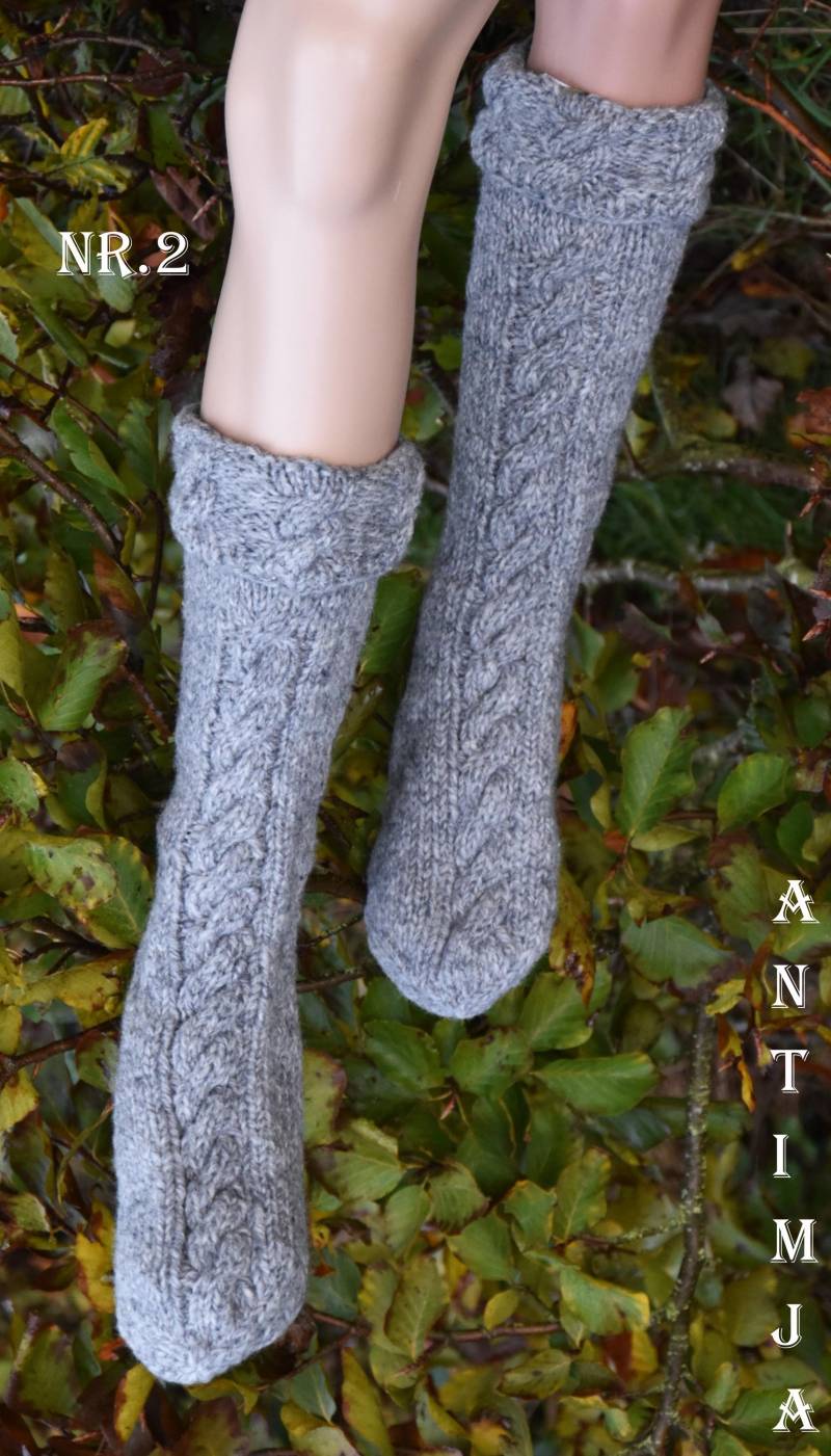 Gestrickte Schafwolle Strümpfe, Wollstrümpfe 41-44, Handgestrickte Strümpfe, Lang Strümpfe Aus Schafwolle, Strickstrümpfe, Winter Lang von Antimja
