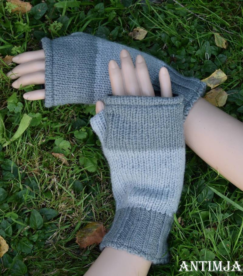 Handstulpen Handgestrickt, Graue Pulswärmer, Gefütterte Strick Stulpen, Hippie Stulpen, Strick Hand Stulpen Grau, Gestrickte Grau von Antimja