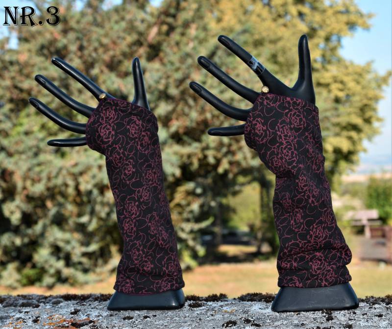 Handstulpen Samt Pulswärmer Armstulpen Wendbar Elfen Feen Stulpen Goa Hippie Gothik Winter Glöckchen von Antimja