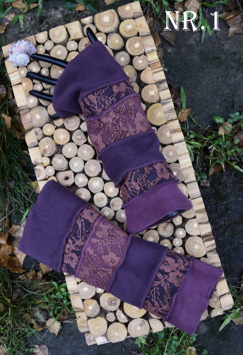 Handstulpen Spitze Pulswärmer Dekorative Stulpen Elfen Feen Goa Hippie Grün Winter Armstulpen Gothik von Antimja