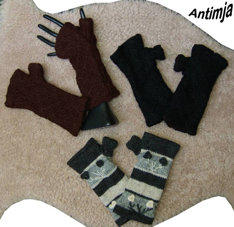 Handstulpen Strick Wolle Gefüttert Armstulpen Pulswärmer Winter Dekorative Stulpen Blume Strickmode Warme von Antimja