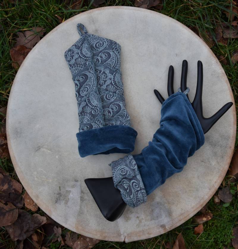 Handstulpen Wendbar Armstulpen Pulswärmer Baumwolle Jacquard Samt Dekorative Stulpen Damen von Antimja