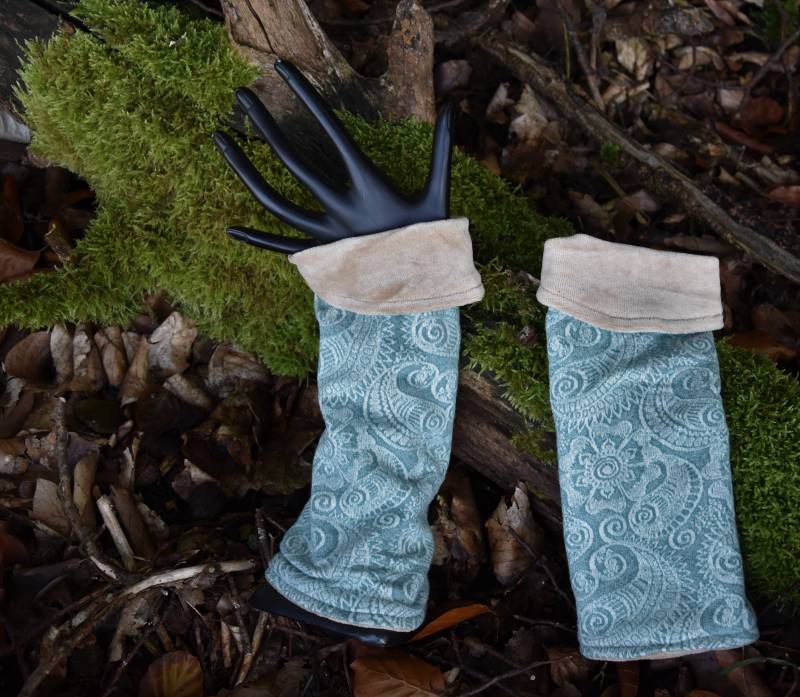 Handstulpen Wendbar Armstulpen Pulswärmer Baumwolle Jacquard Samt Dekorative Stulpen Damen von Antimja