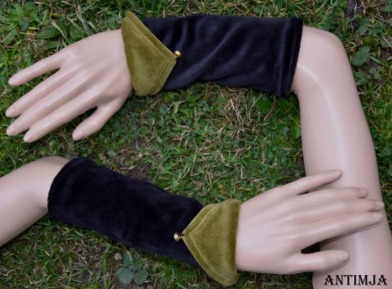 Handstulpen Wendbar Armstulpen Samt Pulswärmer Baumwolle Dekorative Stulpen Gothic Damen von Antimja