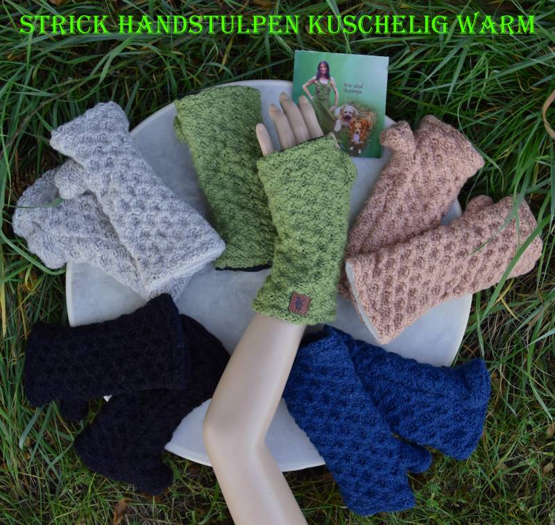 Handstulpen Wolle Handgestrickt Pulswärmer Gefüttert Winter Armstulpen Schafwolle Stulpen Gefütterte Woll von Antimja