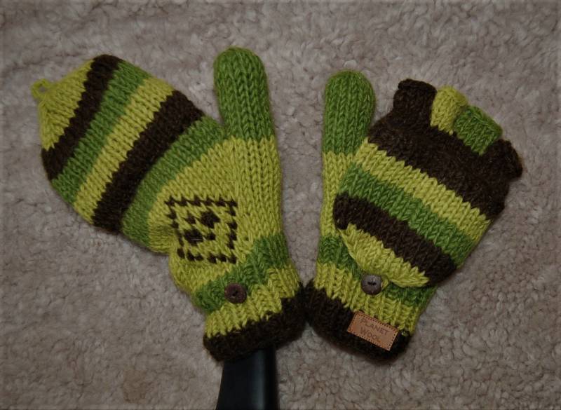 Klapphandschuhe Wolle Strick Handschuhe Mit Klappe Schafwolle Gefüttert Warme Fäustlinge Hippie Handgestrickte Fingerlinge von Antimja