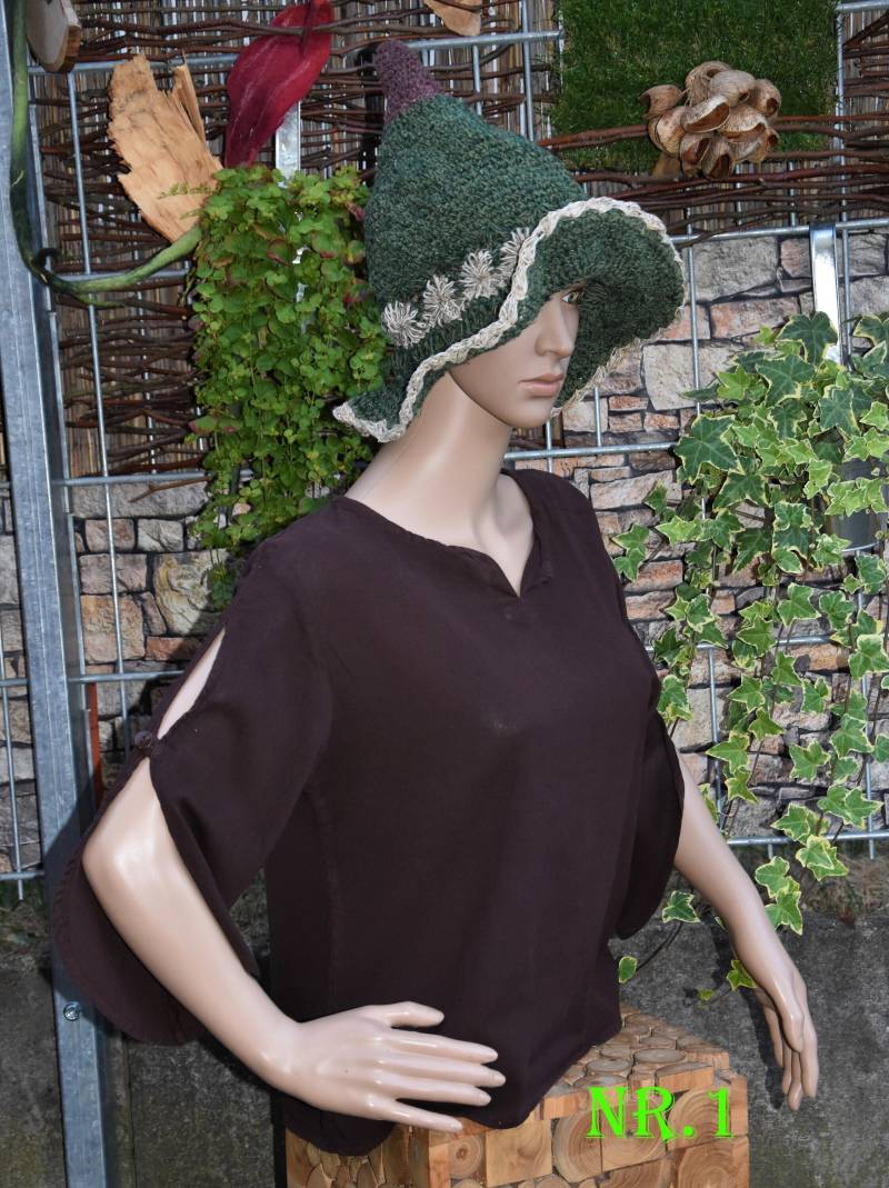 Oberteil Bluse Angebot Hippie Psy Goa Top Baumwolle Frühling Sommer Shirt 3/4 Arm Festival Lagenlook Flippiges Rot von Antimja