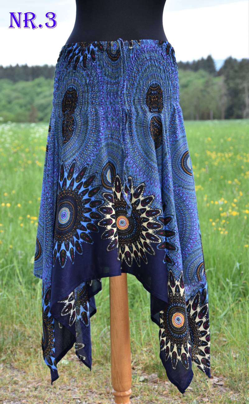 Sommer Zipfelröcke Wandelbar Maxi Zipfelkleid Hippie Röcke Zipfel Bunte Bunt 36/38 Damen Rock Kleid von Antimja