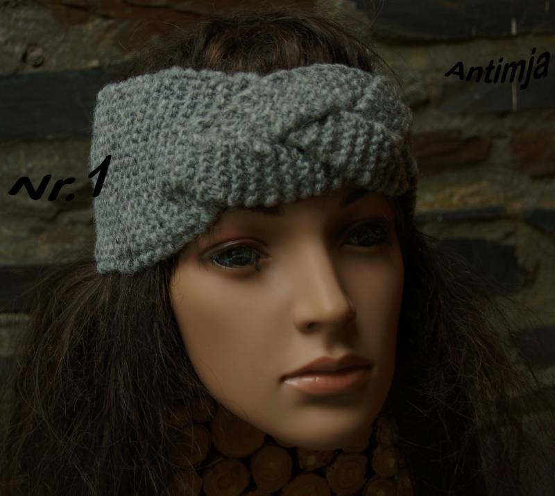 Stirnbandangebot Handgestrickt Stirnband Schafwolle Gefüttert Kopfbedeckung Wolle Ohrenwärmer Strick Winter von Antimja