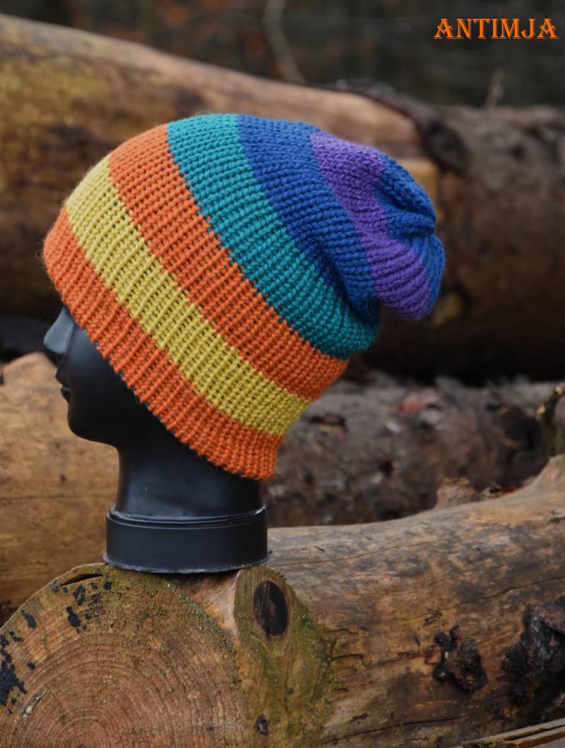 Strick Beanie, Handgestrickte Mütze Wandelbar, Gestrickte Mehrfarbig, Mütze Merinowolle, Strickmütze Wandelbar, Umschlag Hand Made von Antimja