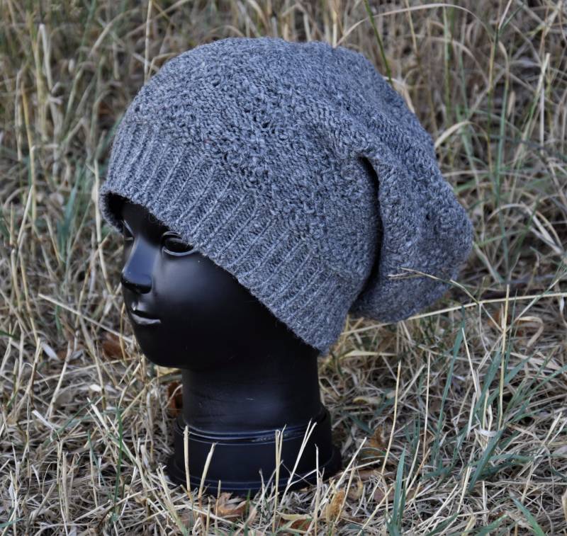 Strick Mütze Beanie Wollmütze Grau Handgestrickte Schafwolle Gefüttert Winter Kopfbedeckung Unisex Strickmütze von Antimja