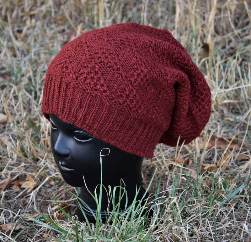 Strick Mütze Beanie Wollmütze Rot Handgestrickte Schafwolle Gefüttert Winter Kopfbedeckung Unisex Strickmütze von Antimja