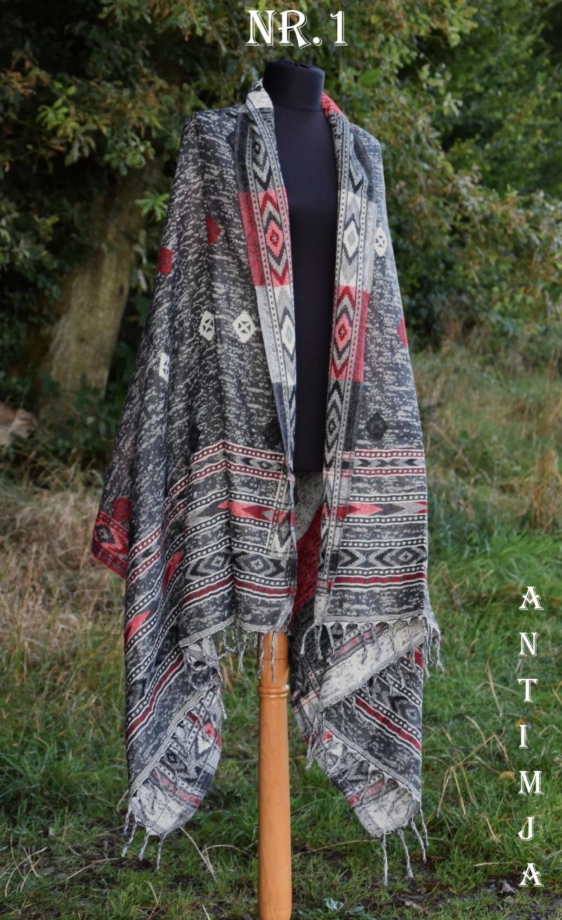 Tuch Wolle Stola Schaltuch Xxl Schal Warmer Überwurf Kuschel Decke Deko Hippie Retro Allround von Antimja