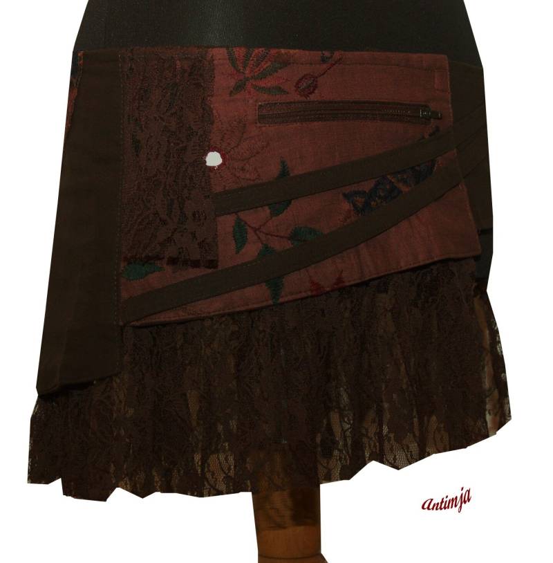 Wickelrockangebot Mini Zipfel Rock Hüftschmeichler Spitzen Lagenlook Festival Hippie Goa Psy Trance Gothic Mittelalter Party von Antimja