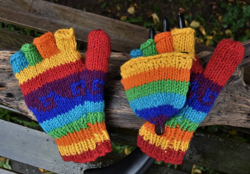 Wollhandschuhe Mit Klappe Handgestrickte Klapphandschuhe Gefüttert Bunt Wolle Strick Handschuhe Winter von Antimja