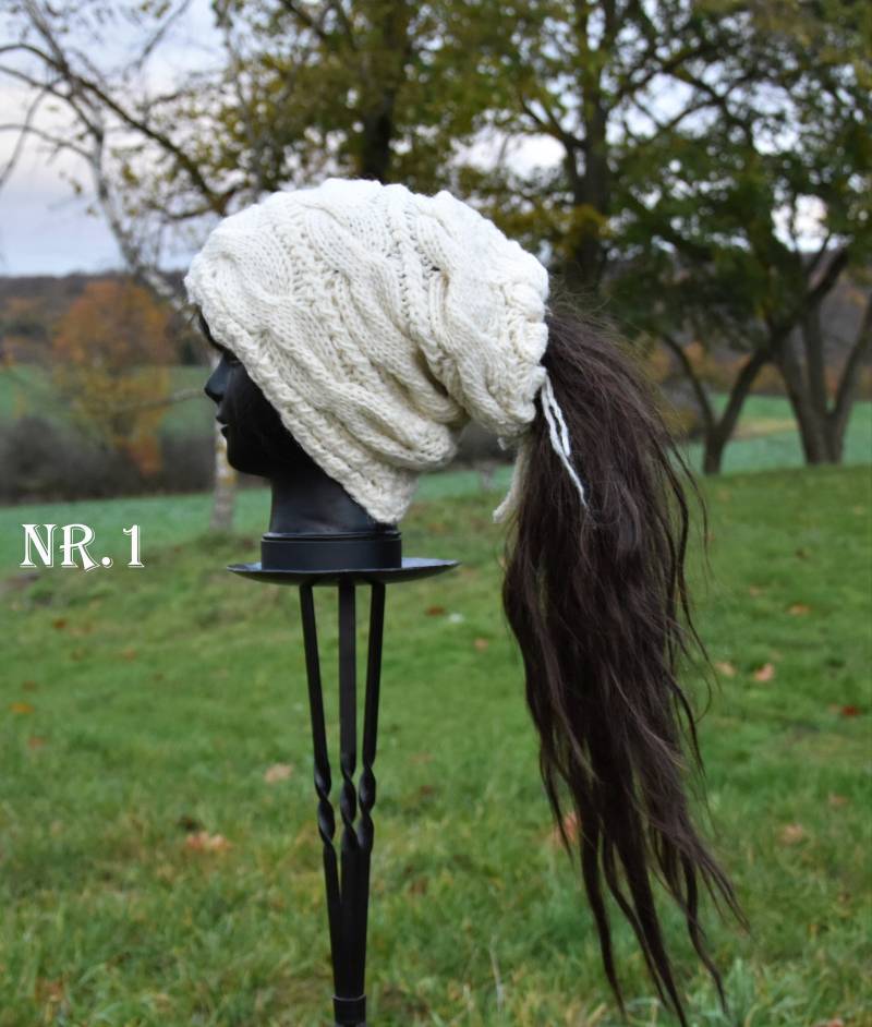 Wollmütze Beanie Dreadlocks Mütze Kopfbedeckung Wintermütze Creme Long Strick Hippie Warme Gefüttert von Antimja