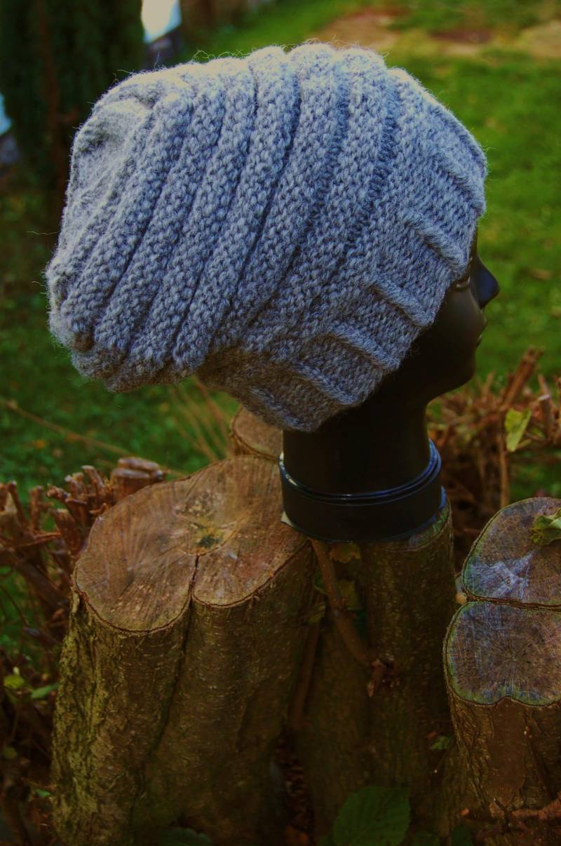 Wollmütze Beanie Grau Warme Mütze Lässige Strick Winter Kopfbedeckung Hippie Unisex von Antimja