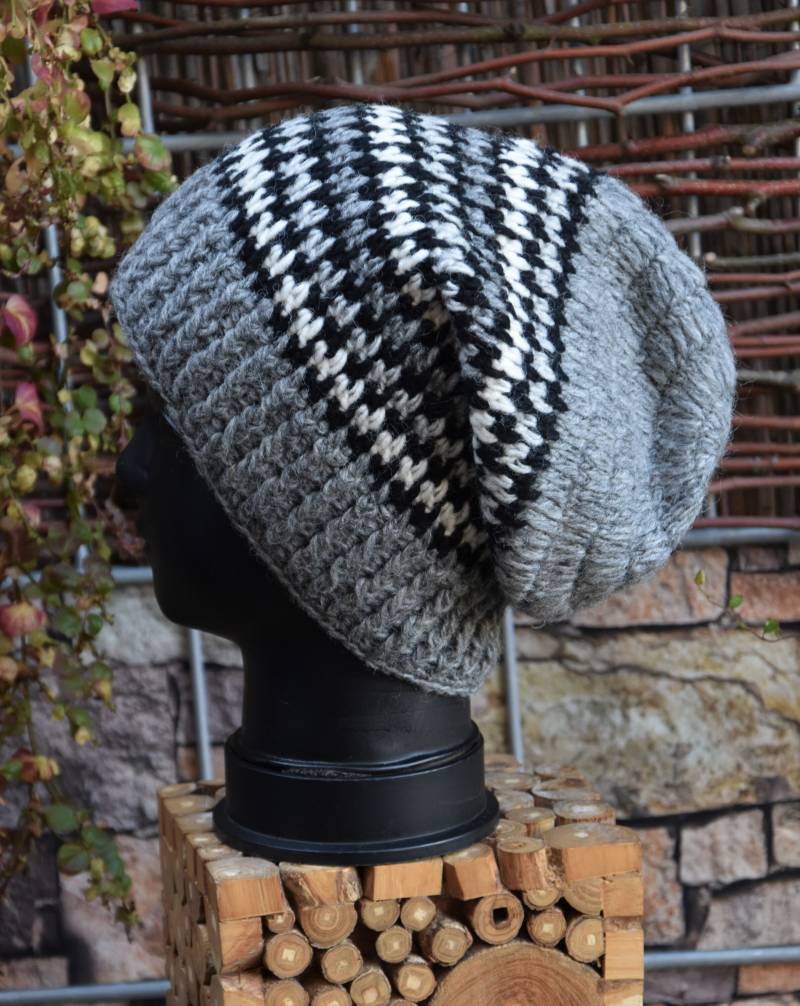 Wollmütze Beanie Warme Mütze Handgestrickte Winter Kopfbedeckung Hippie Strickmütze Innen Fleece Schafwolle von Antimja