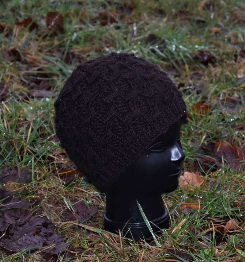 Wollmütze Braun Handgestrickte Warme Mütze Kopfbedeckung Schafwolle Hippie Caps Winter Strickmütze Gefüttert Wolle von Antimja