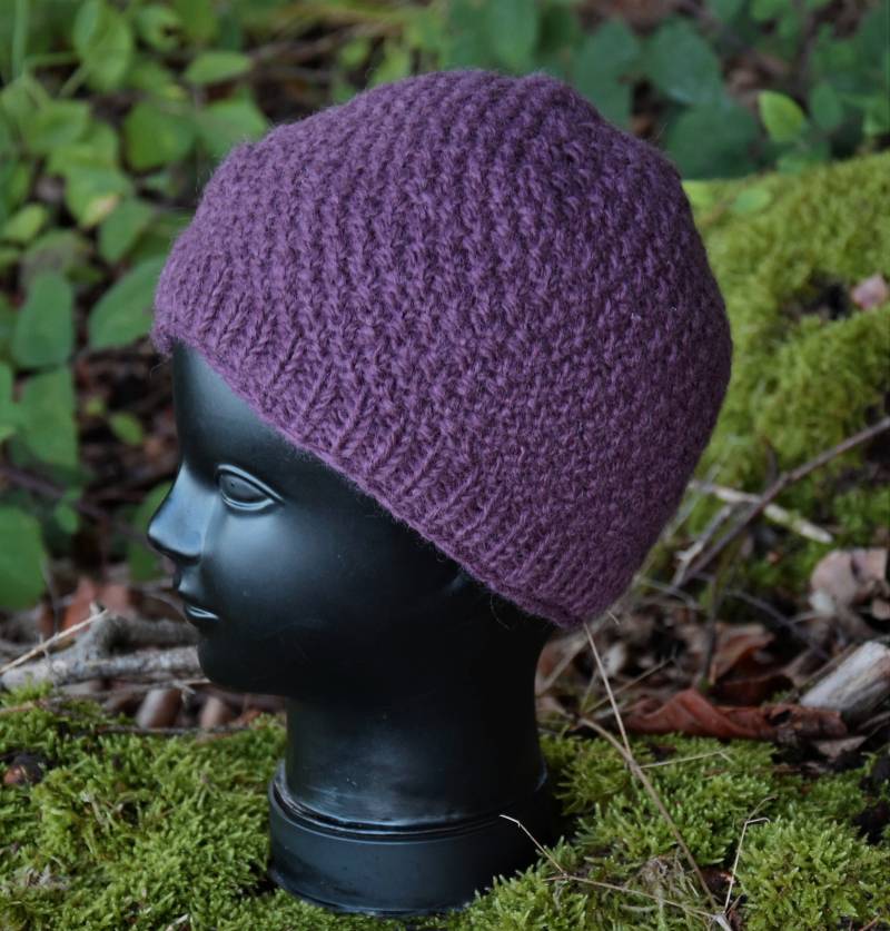 Wollmütze Handgestrickt Gefütterte Mütze Flieder Gestrickte Kappe Winter Grau Wolle Cap Kopfbedeckung Strick Gefüttert von Antimja