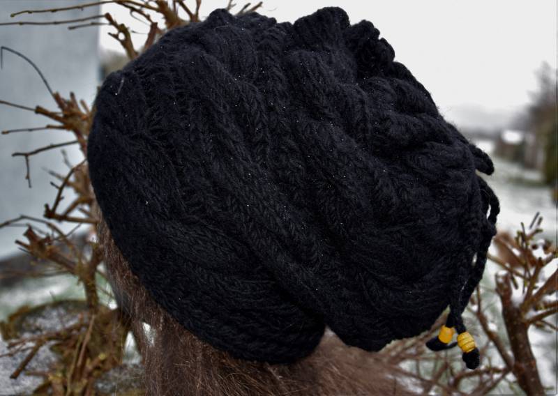 Wollmütze Schwarz Dreadlock Beanie Winter Mütze Kopfbedeckung Strickmütze Warme Strick von Antimja
