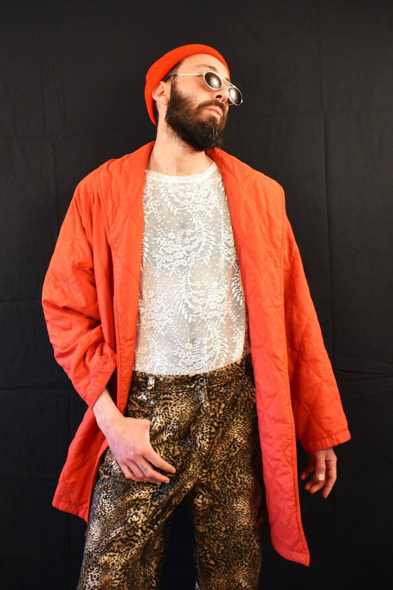 Vintage Roter Oversized Steppmantel - Schweizer Designer Jelmoli Aus Den 80Er Jahren von AntimodeVintage