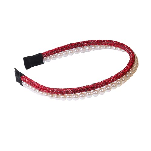 Diamant Perle Doppelschicht Haarband Fee vielseitig Haarreif für Frauen Mädchen (rot) von Antique Anyan