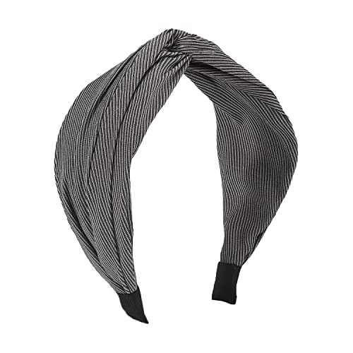 Einfaches graues gestreiftes Kreuz Schleife Haarband retro Breitseite Haarreif für Frauen Mädchen (Stripe braid) von Antique Anyan