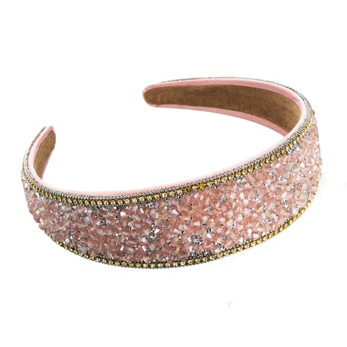 Antique Anyan Kristall-Haarschmuck mit breitem Rand, super funkelnd, diamantbesetzt, breiter Rand, voller Diamant-Haarband, Strass-Haarreif für Frauen und Mädchen (rosa) von Antique Anyan