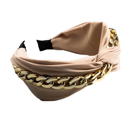 Mode Stoff Haarband Verknotete Goldkette dekoriert breite Seite Hair Hoop für Frauen Mädchen (Khaki) von Antique Anyan
