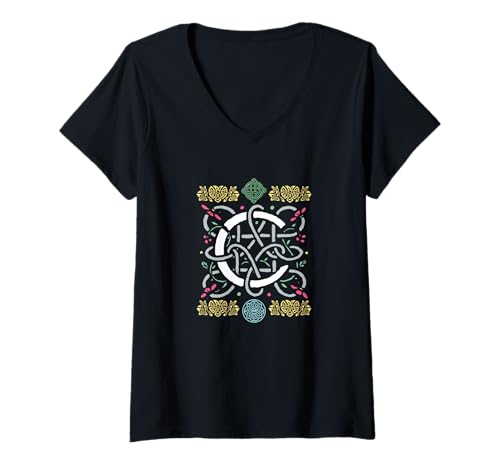 Damen Monogramm Buchstabe C keltisch Vintage Retro T-Shirt mit V-Ausschnitt Damen Monogramm Buchstabe C keltisch Vintage Retro T-Shirt mit V-Ausschnitt von Antique Letter Decorative C Retro Vintage