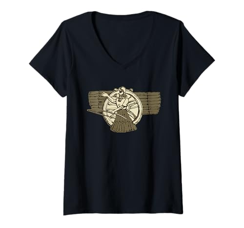 Damen Ashur Supreme Gottheit Assyrisches Emblem Mesopotamisch T-Shirt mit V-Ausschnitt von Antique Mystical Occult