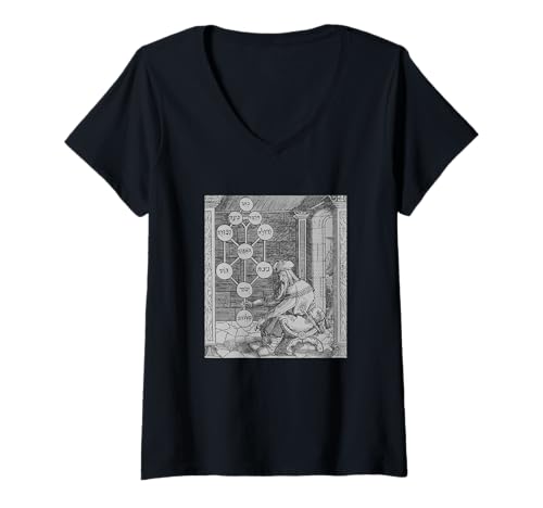 Damen Kabbalah Baum des Lebens Hebräisch Sefirot Mystische jüdische Kunst T-Shirt mit V-Ausschnitt von Antique Mystical Occult