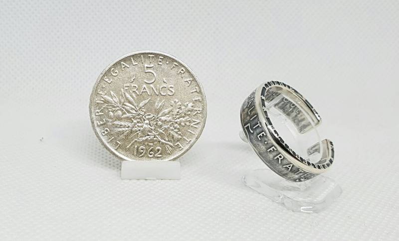 5 Francs Silber Geöffnete Münze Ring | Ecke Ring von AntiqueCoinRings