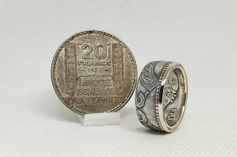 Ring Münze 20 Franken Turin Silber | Ring-Ecke von AntiqueCoinRings