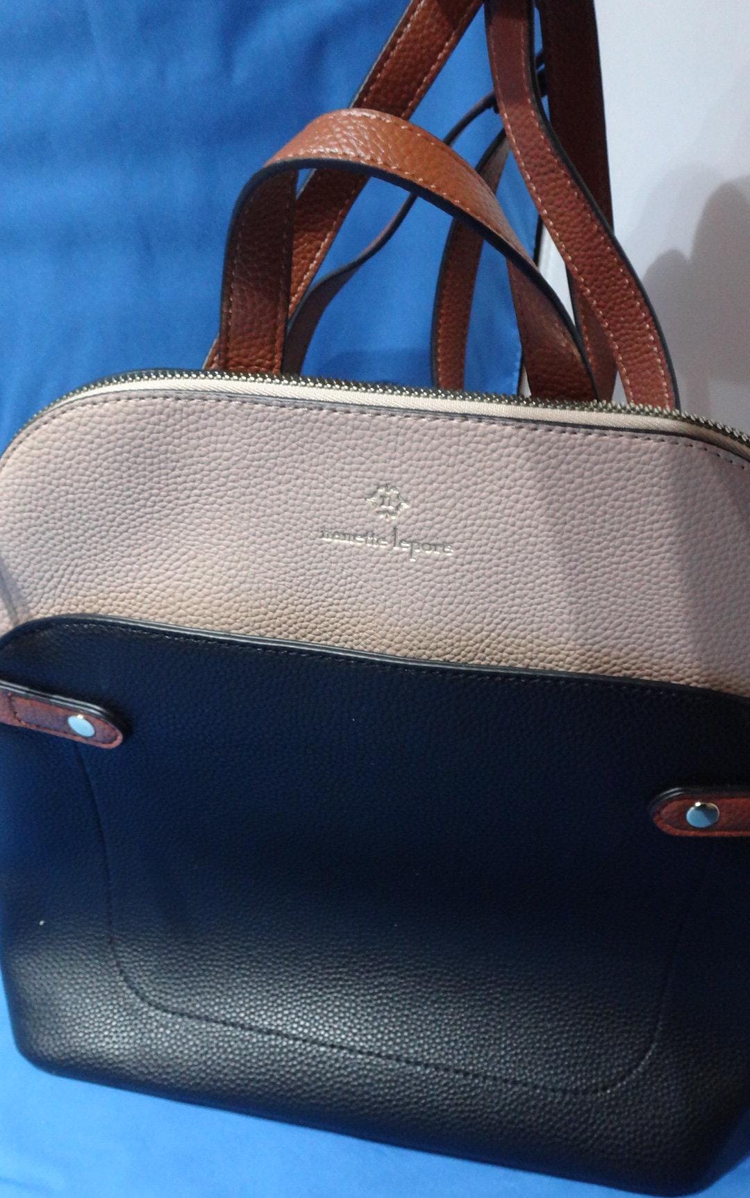 Nanette Lepore Mittelgroßer Schwarzer Und Rosa Rucksack von AntiqueExchangeUS