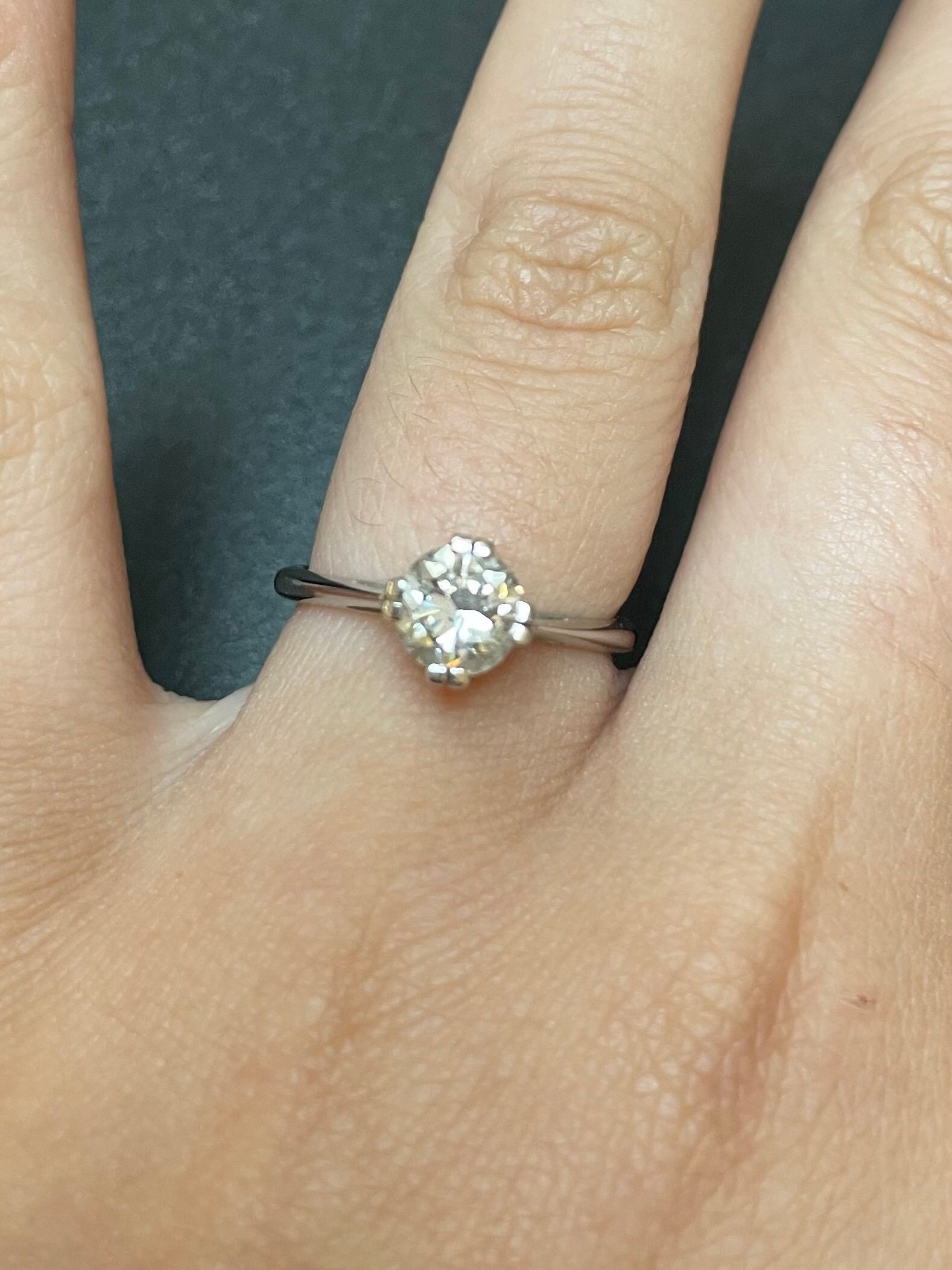 Diamant Solitär Ring Platin Band | 1.07 Cts H Farbe I1 Klarheit Größe N Zertifikat von AntiqueJewellers