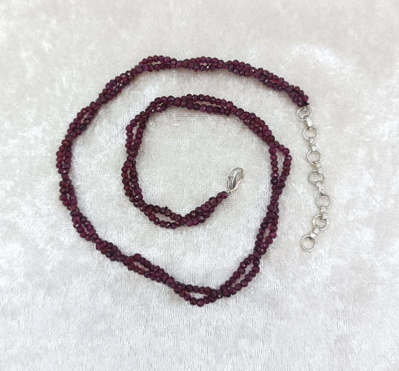 Alte Almandinen-Halskette, Zweireihig, in Gedrehtem Seildesign, Versilbert von AntiqueJewelryByD