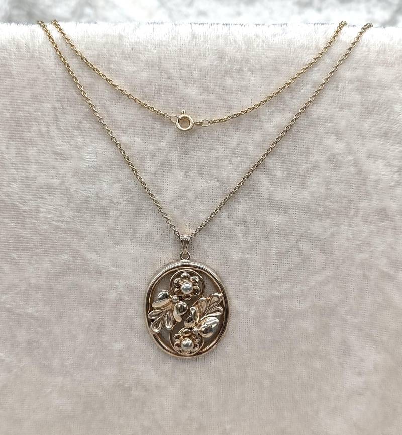 Antike Jugendstil Halskette, Hergestellt in 1890, Original, Silber Ag830, Punziert, Kette Mit Anhänger von AntiqueJewelryByD