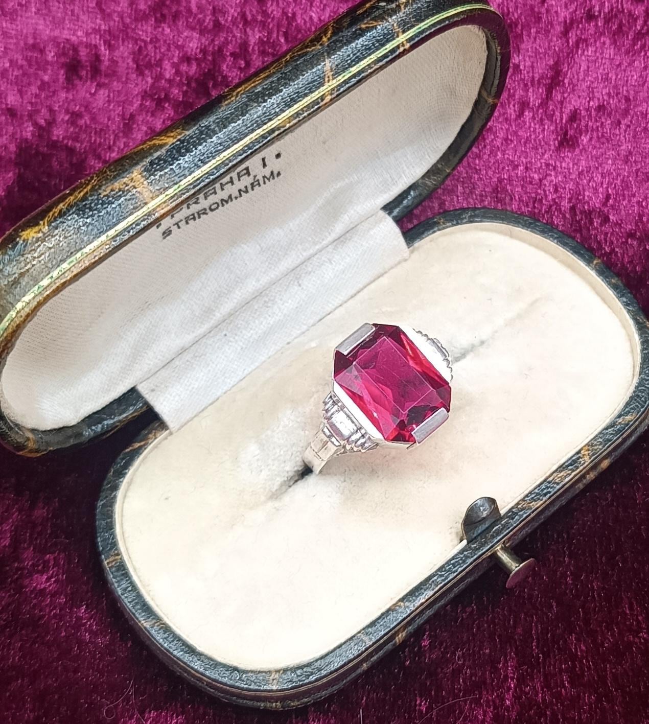 Antiker Art Deco Silberring, Hergestellt in 1920's Czechoslovakia, 800 Ag, Punziert Antiker Art Deco Silberring, Hergestellt in 1920's Czechoslovakia, 800 Ag, Punziert von AntiqueJewelryByD