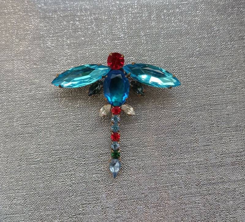 Libelle Retro Brosche. Strass. Aus Der Tschechoslowakei. Hergestellt in Den 90Er Jahren von AntiqueJewelryByD