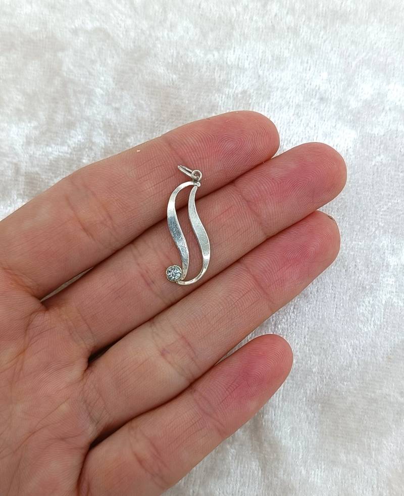 Vintage Silber Anhänger Mit Kristall, 1950Er Jahre Retro Schmuck, 900 Ag von AntiqueJewelryByD