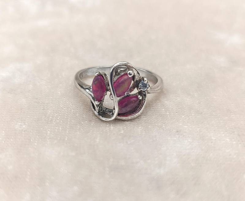 Vintage Silber Ring, Hergestellt in Der Tschechoslowakei Den 1970Er Jahren, 925 Ag, Pink Opal Edelstein von AntiqueJewelryByD