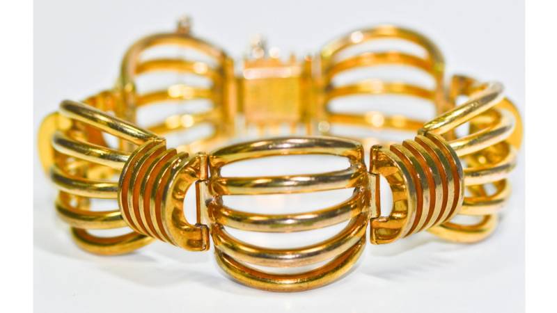 Retro 1950S Gold Vermeil Breites Armband von AntiqueJewelryLove