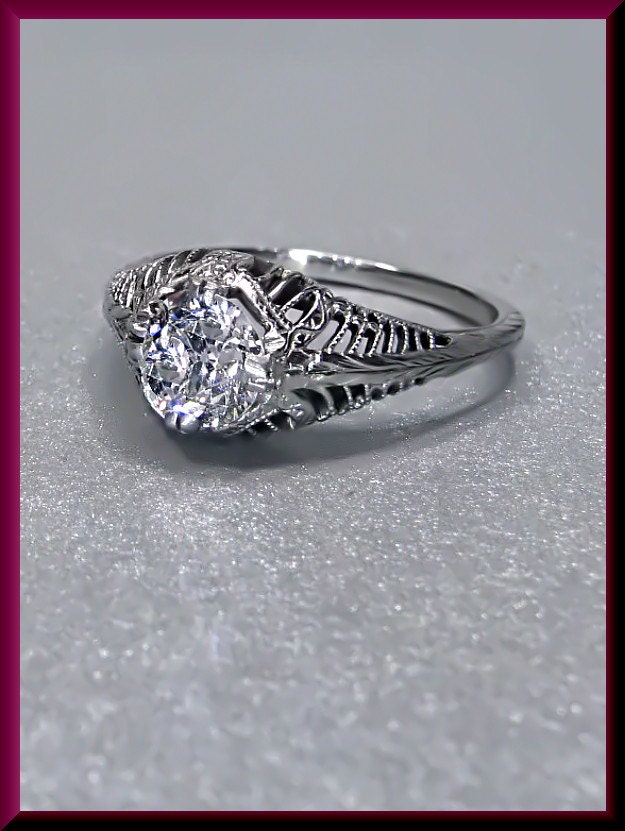 Antiker Diamant Verlobungsring Mit Altschliff 18K Weißgold Ehering - Er 446 M von AntiqueJewelryNyc