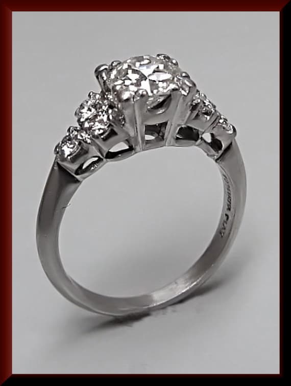 Antiker Diamant Verlobungsring Vintage Retro Platin Ehering Er 391S von AntiqueJewelryNyc