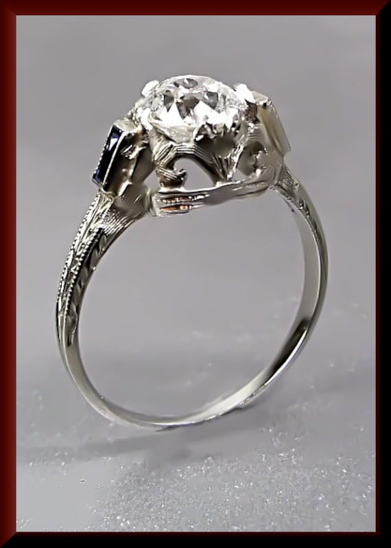Art Deco Diamant Verlobungsring Antiker Mit Altschliff 18K Weißgold Ehering - Er 422 M von AntiqueJewelryNyc