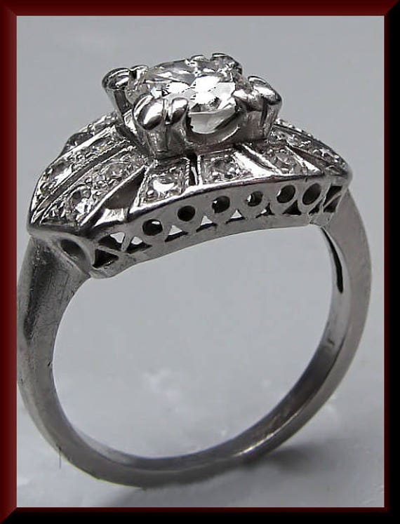 Art Deco Diamant Verlobungsring Antiker Mit Altschliffdiamant Platin Ehering - Er 371 M von AntiqueJewelryNyc